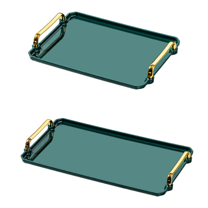 Set 2 tavi servire Herusi, cu manere, verde, 40.6x22x3.5cm si 30.5x22x3.5cm