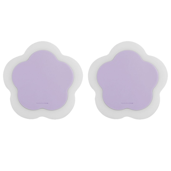 Set 2 suporturi pentru vase, HERUSI, silicon flexibil, violet, 30x30cm