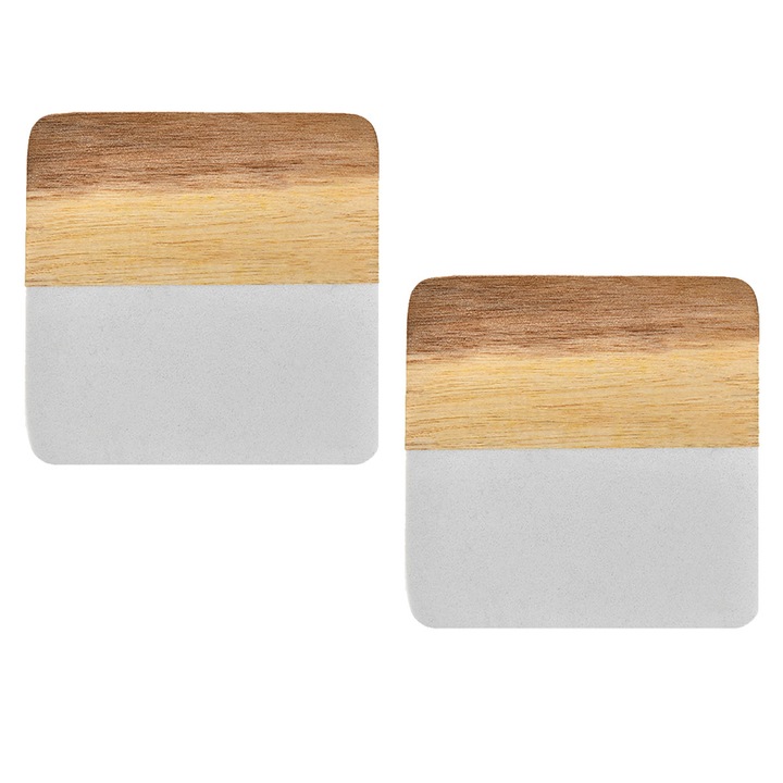 2 üvegtartó készlet, QttvbTna, márvány és fa, többszínű, 98x8mm