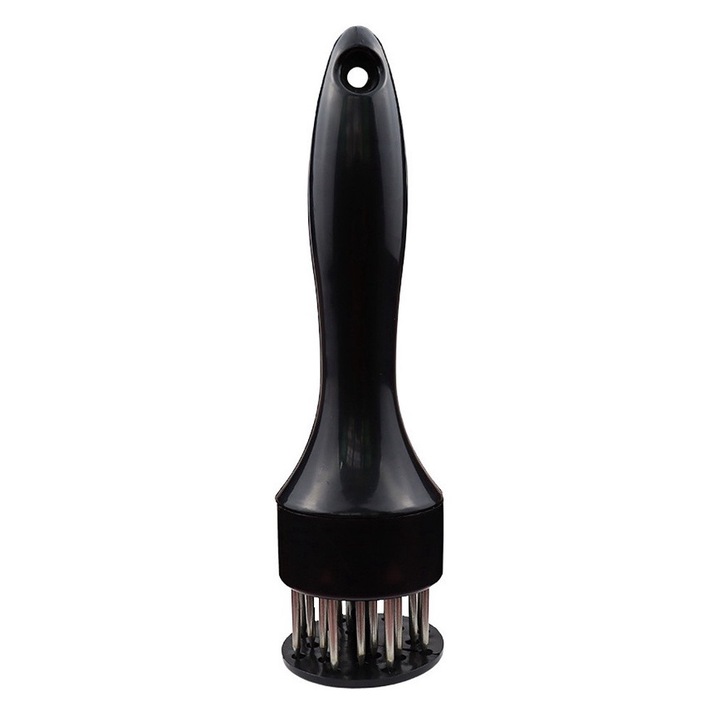 Instrument pentru fragezirea carnii QttvbTna, ace inox, negru, 19x5cm