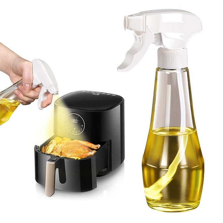 Sticla pulverizator ulei, capacitate 200ml, cu duza reglabila, transparent