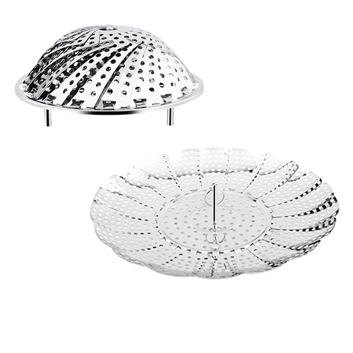 Cos de aburi pliabil QttvbTna, inox, pentru legume