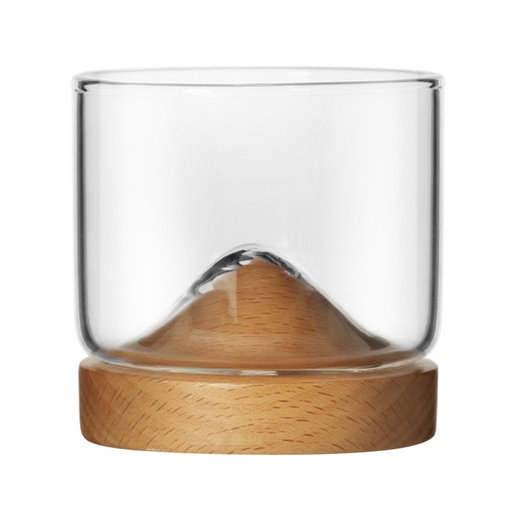 Whisky üveg QttvbTna, boroszilikát üveg, fa állvány, átlátszó