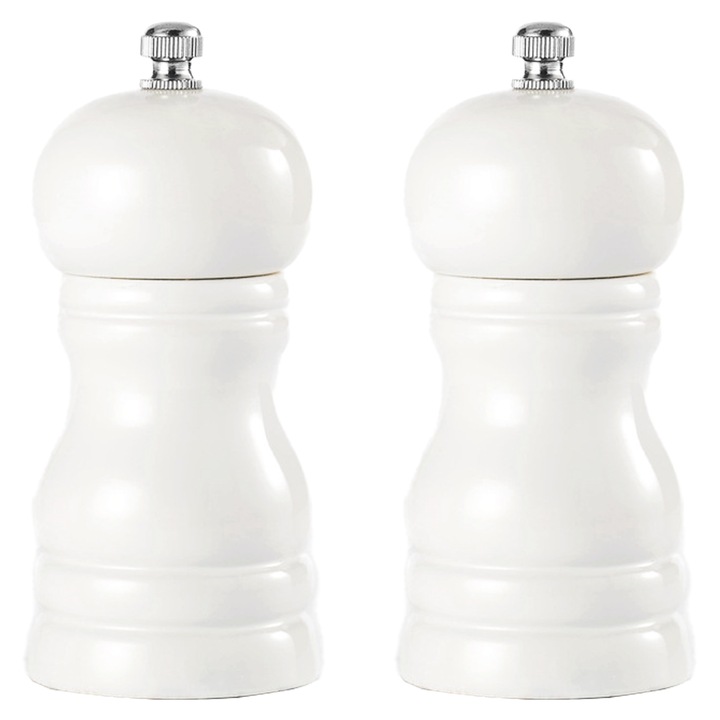 Set 2 rasnite pentru sare si piper, alb, lemn