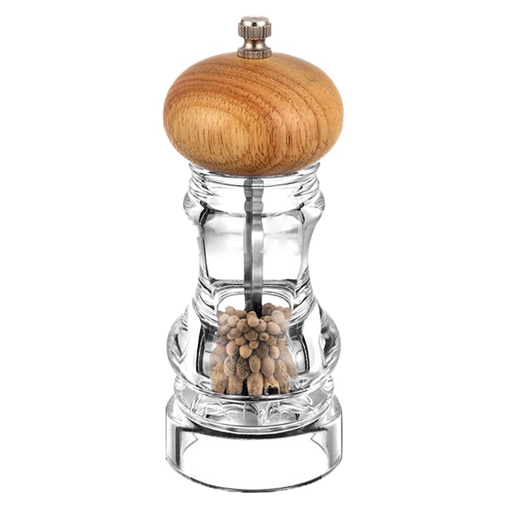 Macinator de piper manual din acrilic transparent, 15cm, set de 2 bucati