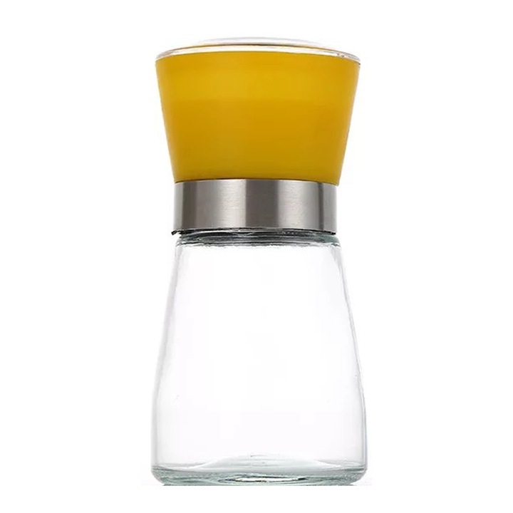 Set 2 rasnite pentru sare si piper, inox, capac galben, 180ml