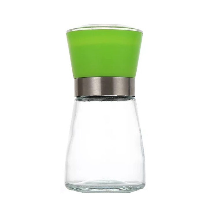 Set rasnite sare si piper, otel inoxidabil, 2 buc, 180 ml, capac verde