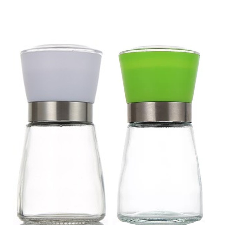 Set 2 rasnite pentru sare si piper, inox, 180ml alb + 180ml verde, design modern si elegant