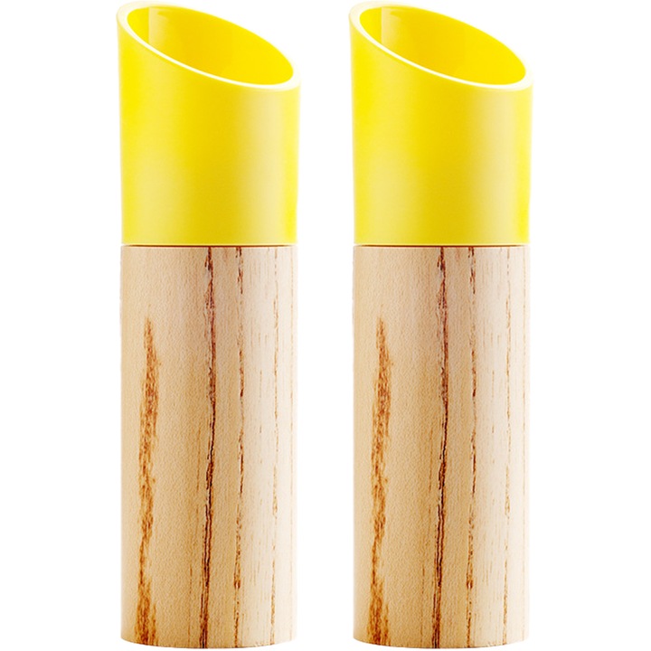 Set de rasnite pentru piper si sare, ajustabil, mecanism ceramic, galben