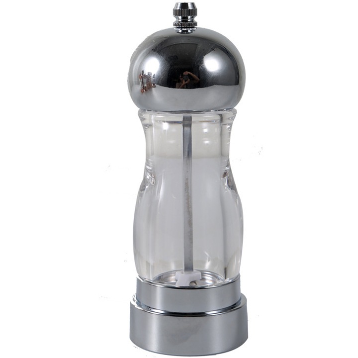 Macinator de piper si sare, design elegant, inox si acrilic, moara ceramica