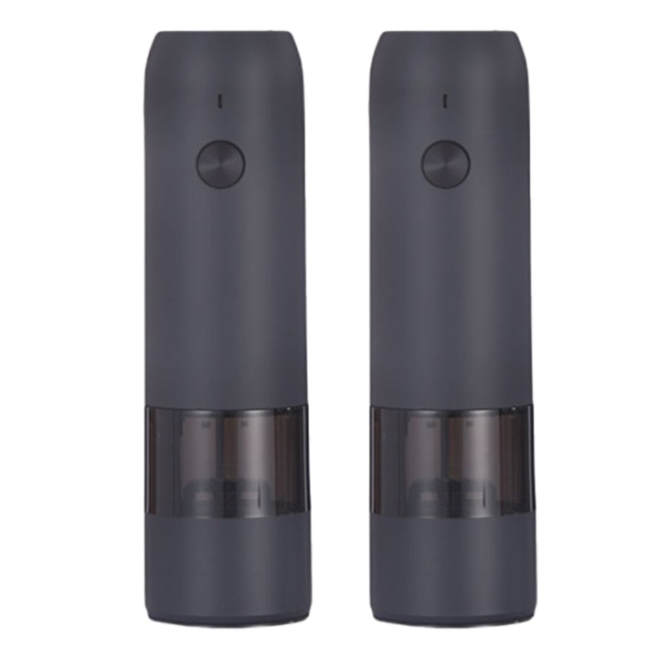Set rasnite electrice pentru sare si piper, USB reincarcabile, lumini LED, negru