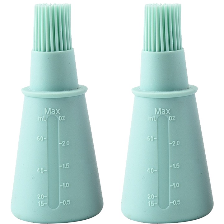 Set 2 oliviera cu pensula si dozator din silicon, verde, rezistent la caldura