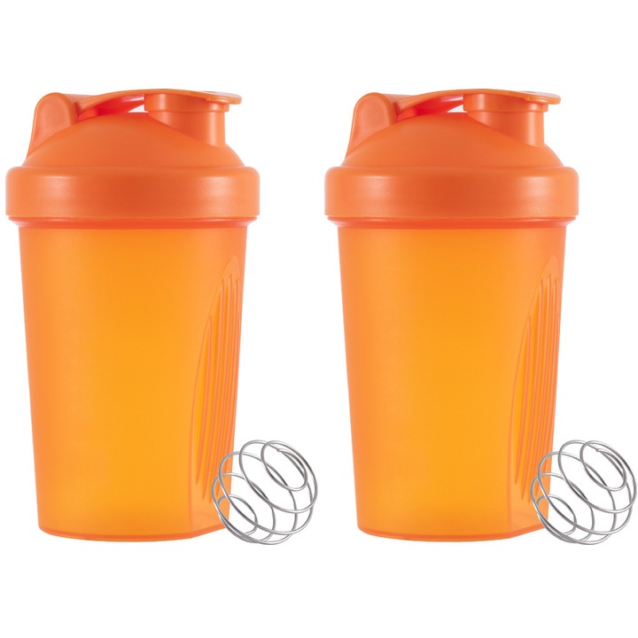 Set 2 Bidoane Shaker HERUSI portocaliu 700ml antiderapant inox