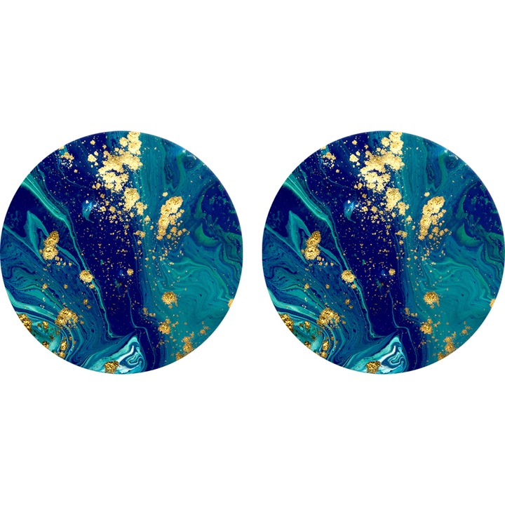 Szett nedvszívó kerámia italtartó, parafa talppal, rózsaarany, többszínű