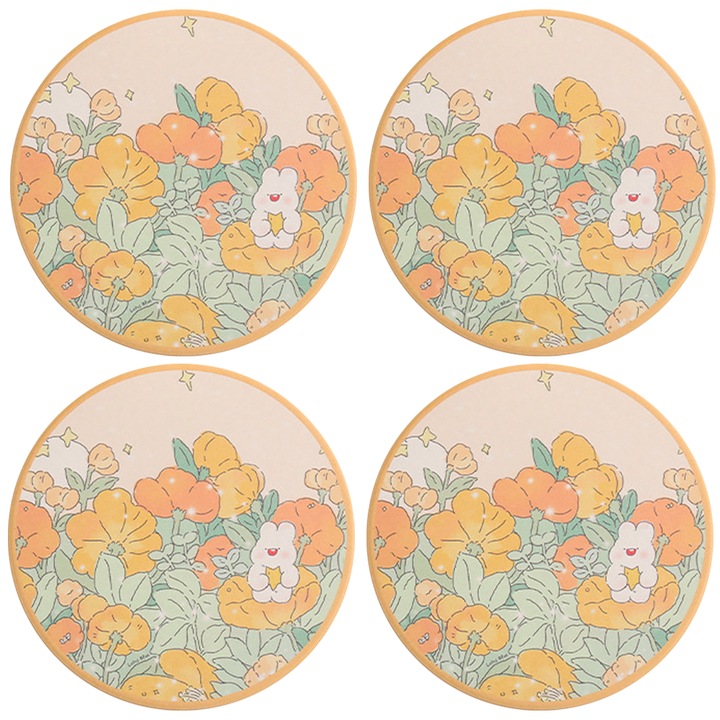 Set suporturi bauturi absorbante, antizgarieturi, decorativ, multicolor