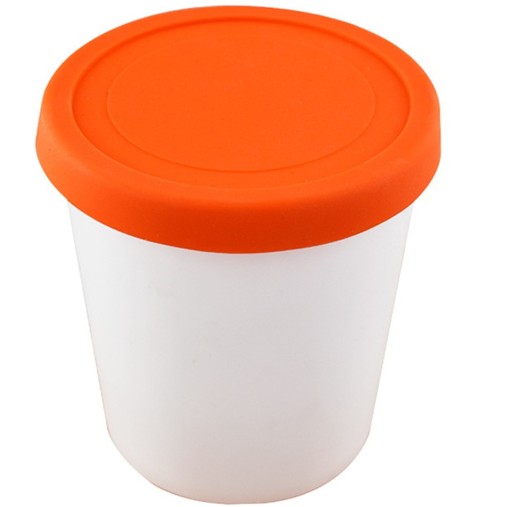 Cutie pentru inghetata, polipropilena/silicon, reutilizabile, alb/portocaliu, 1L