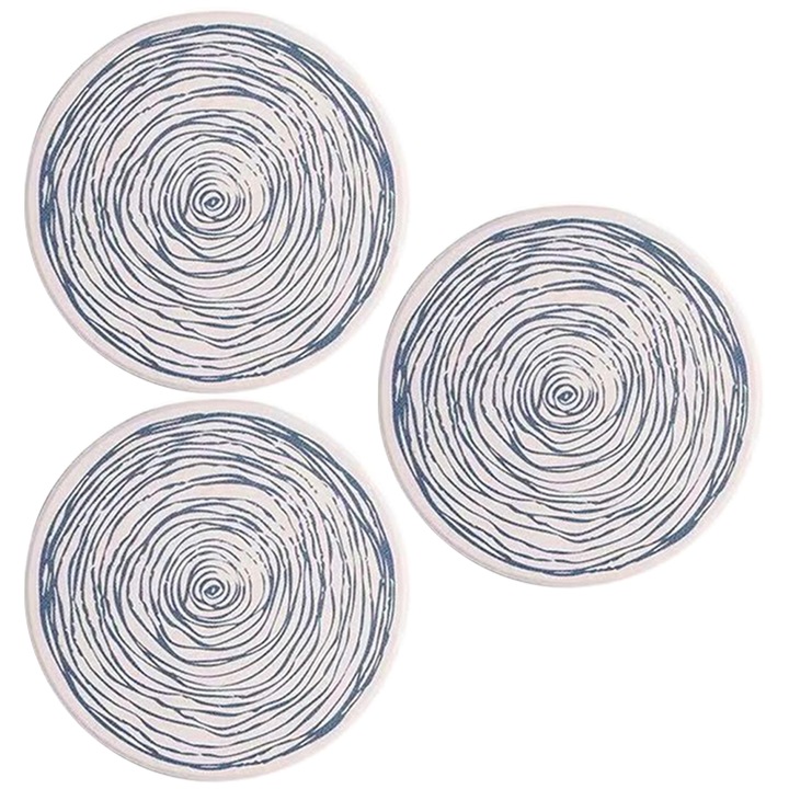 QttvbTna üvegalátét készlet, nedvszívó kerámia parafa alappal, fehér, 3db