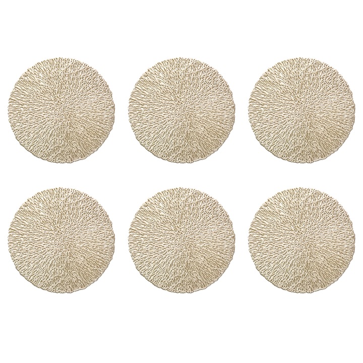 Set 6 Suporturi Bauturi PVC, Izolare Termica, Forma 8, auriu, 10.4cm