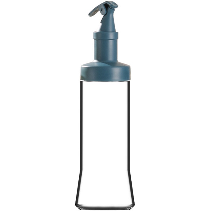 Dispenser ulei de masline, sticla patrata inalta, albastru inchis, set