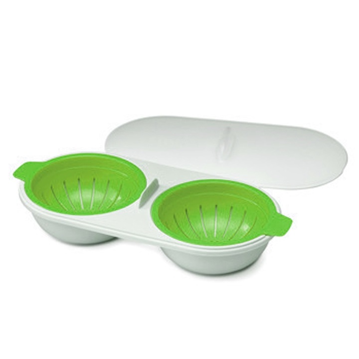 Set fierbator pentru oua, QttvbTna, Silicon, Verde/Alb