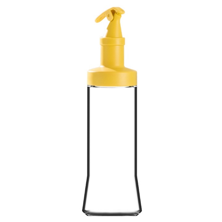 Dispenser ulei de masline, sticla patrata, galben lamaie, set