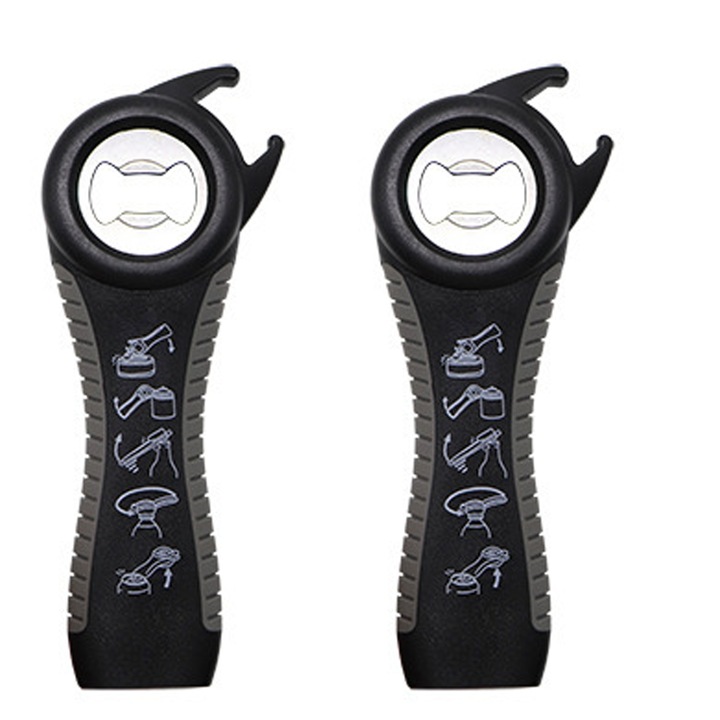 Multifunkcionális konzervnyitó, kampós kialakítás, kis kezekhez