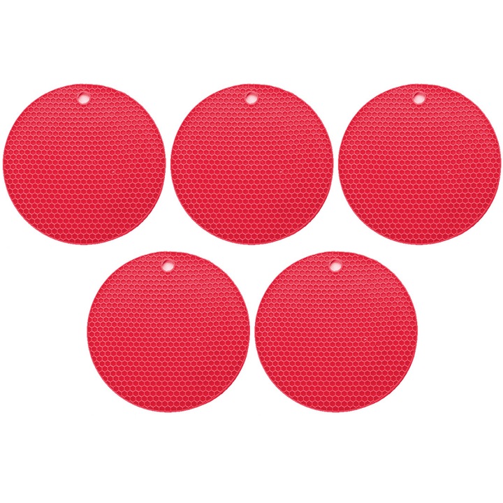 Set 5 suporturi oale, silicon, model fagure, rosu