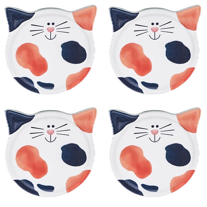Nedvszívó kerámia poháralátét készlet, macska alakú, macskabarátoknak
