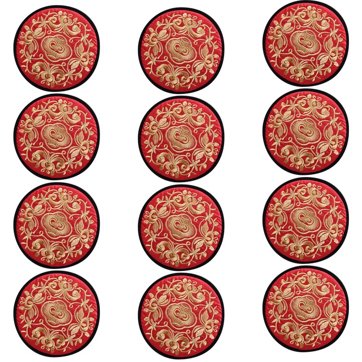 Ital alátét szett, vintage virágos design, hímzett textil anyag, sokszínű