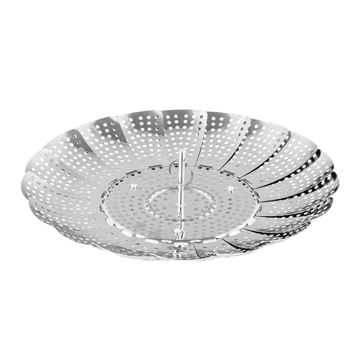Sita pentru gatit la aburi, QttvbTna, inox, extensibil, 15.5x26.7cm