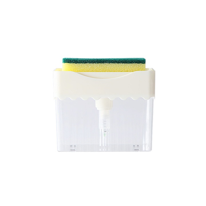 Dozator de sapun pentru bucatarie cu suport pentru burete QttvbTna, capacitate mare, economisire spatiu, 13oz