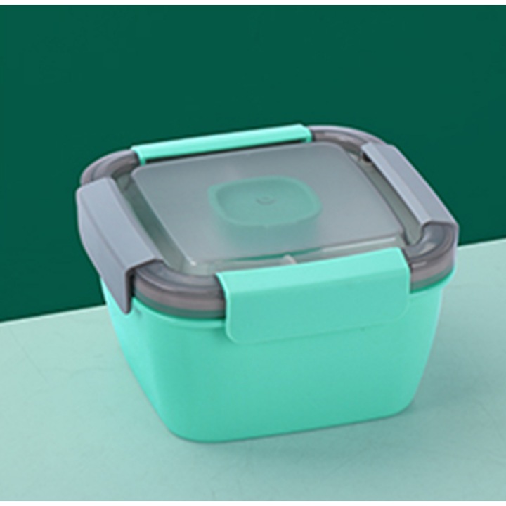 Set cutie alimentara pentru salata, 3 compartimente, multicolor, 17.4x17.4x9.7cm