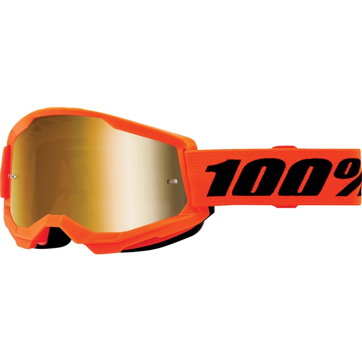 Ochelari cross/atv 100% Strata 2 Junior Orange, lentila oglinda, culoare rama portocaliu