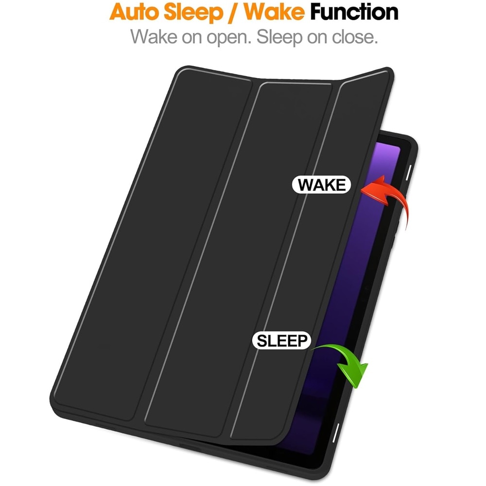 Husa compatibila cu Samsung Galaxy Tab S9 FE, 10.9 inchi, Tip carte, Comando Smart Protect, Protectie completa, Functie Wake & Sleep, Configurare Tip Stand, Negru