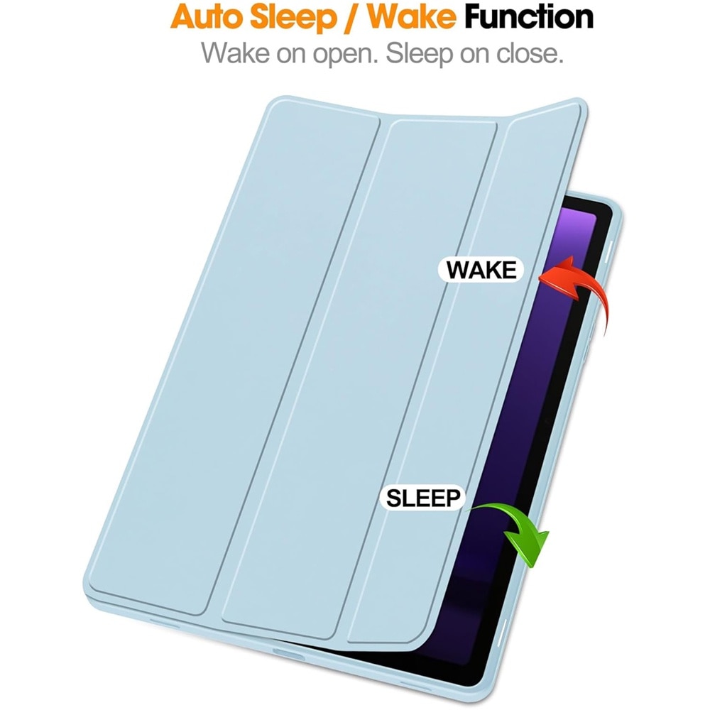 Husa compatibila cu Samsung Galaxy Tab S9 FE, 10.9 inchi, Tip carte, Comando Smart Protect, Protectie completa, Functie Wake & Sleep, Configurare Tip Stand, Albastru Deschis