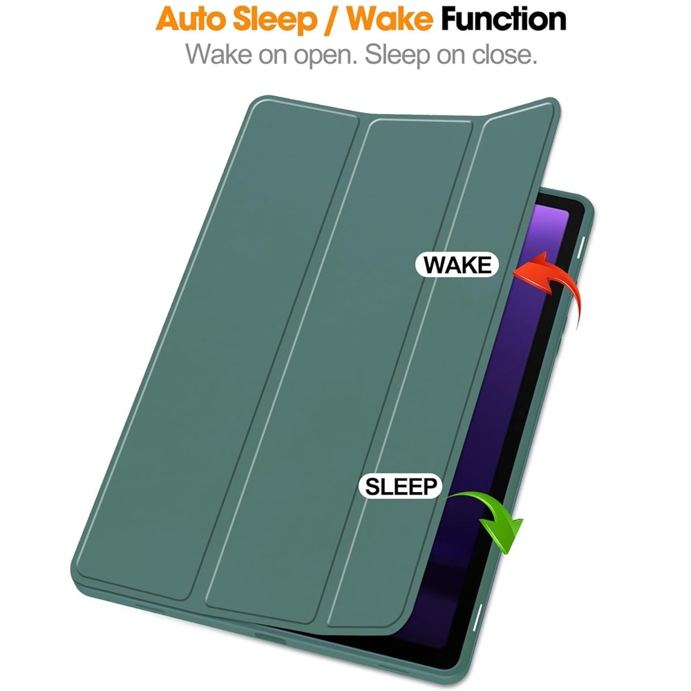 Husa compatibila cu Samsung Galaxy Tab S6 Lite 2020 / 2022 / 2024, 10.4 inchi, Tip carte, Comando Smart Protect, Protectie completa, Functie Wake & Sleep, Configurare Tip Stand, Verde inchis