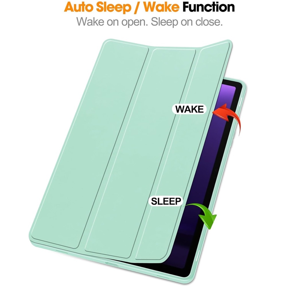 Husa compatibila cu Samsung Galaxy Tab A9 Plus, 11 inchi, Tip carte, Comando Smart Protect, Protectie completa, Functie Wake & Sleep, Configurare Tip Stand, Verde Deschis