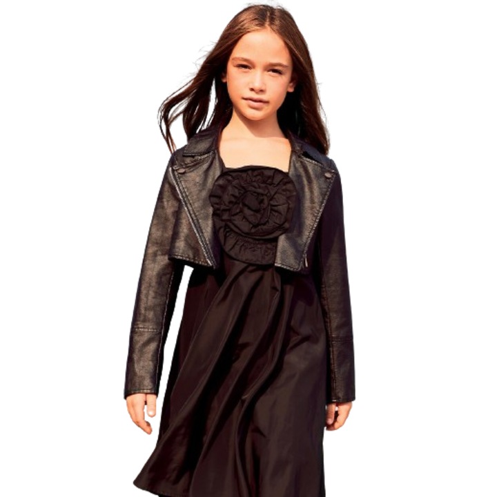 Virágrátétes ruha lányoknak, Sarabanda, 0.8546, Fekete