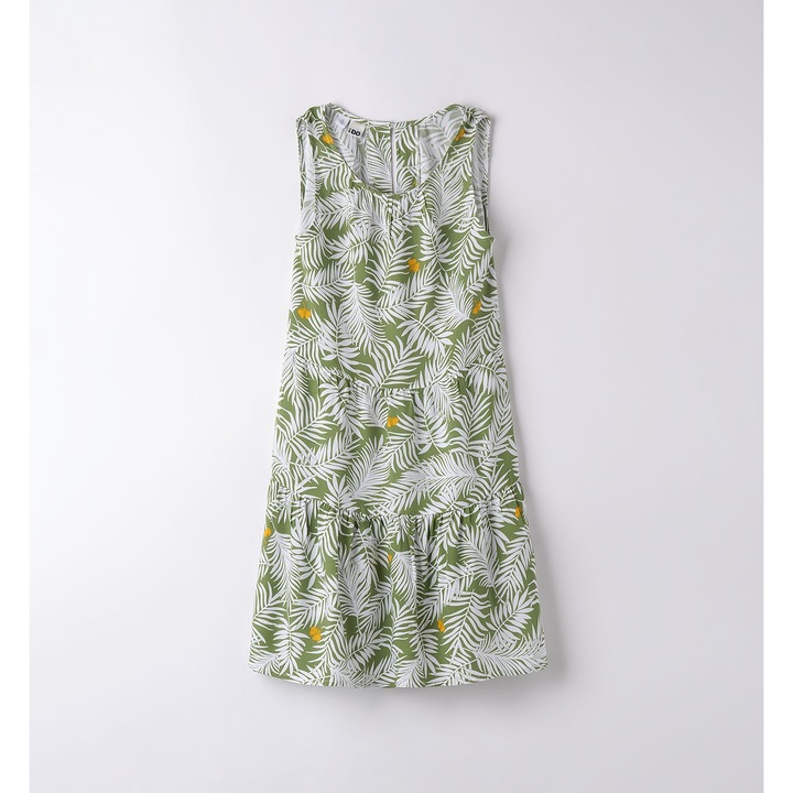 Virágmintás ruha lányoknak, I Do, 4.8884, Fehér/Zöld/Sárga