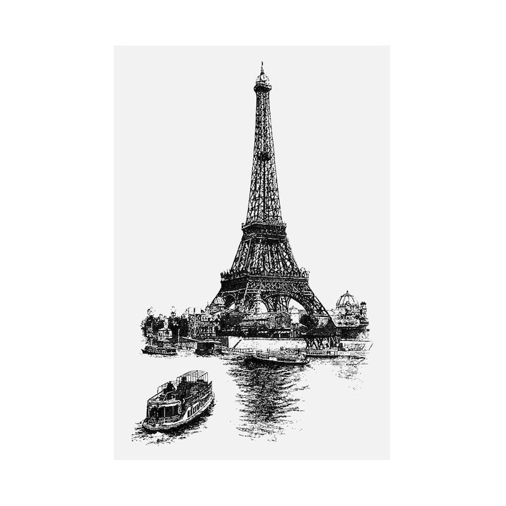 Tablou paris, Turnul Eiffel, Tablou cu Turnul Eiffel In alb-negru 50x70 cm