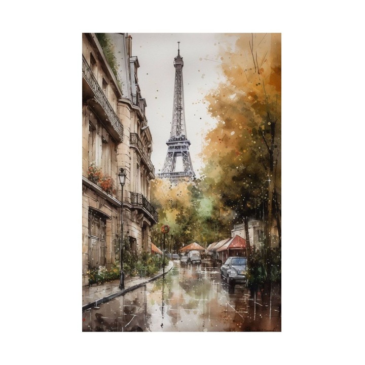 Tablou paris, Strazile Parisului, Tablou cu Turnul Eiffel si strazile Parisului 45x60 cm