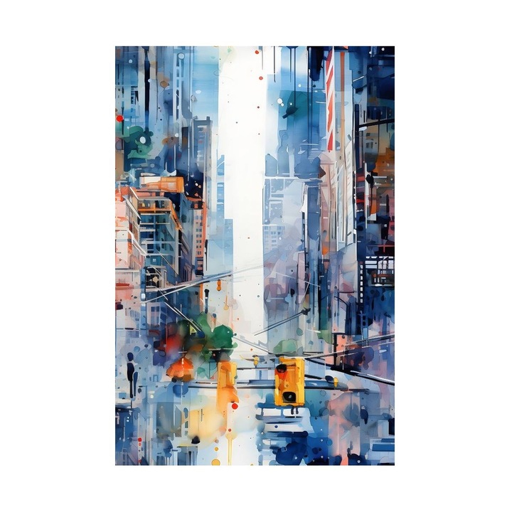 Tablou abstract oras, Oras Modern Abstract, Tablou cu peisaj urban modern abstract 50x70 cm