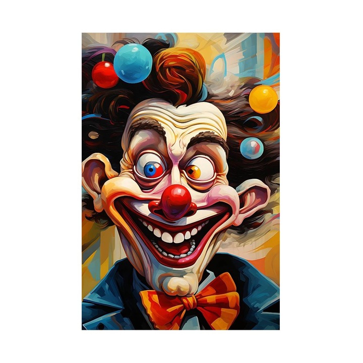 Festmény bohóccal, Mosolygó bohóc, Festmény mosolygó bohóccal Pop art stílusban 50x70 cm