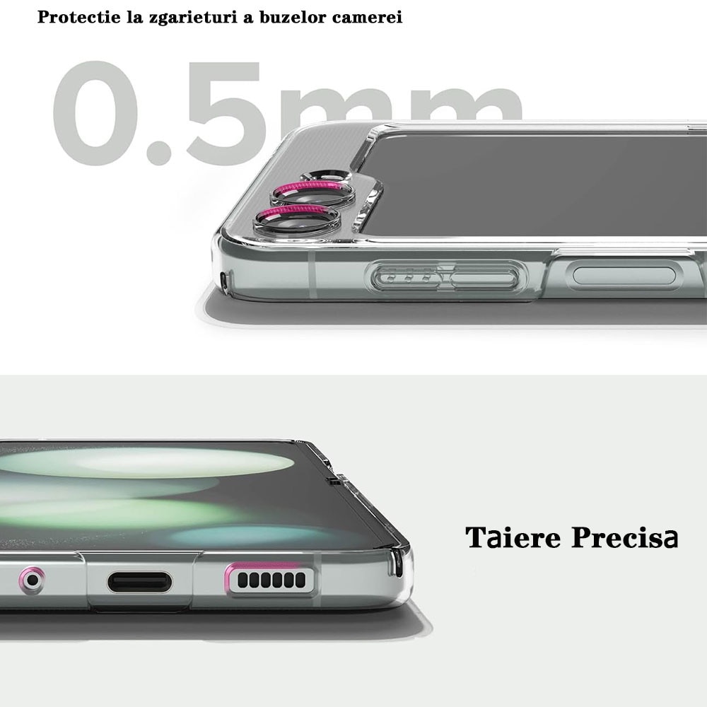 Husa telefon compatibila Samsung Galaxy Z Flip 5 / Flip5, Policarbonat, MagSafe, Anti-zgarieturi, Transparent