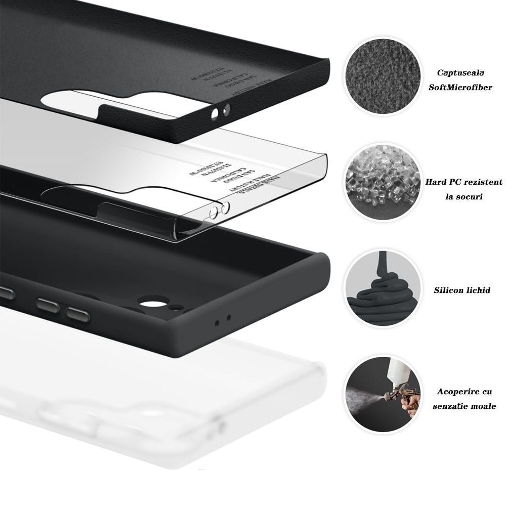 Husa de protectie pentru Samsung Galaxy S24 Ultra, Silicon, Negru