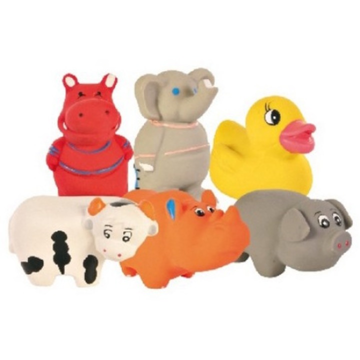 Set 24 Jucarii pentru caini Trixie Male Zoo, Latex, 9cm, Multicolor