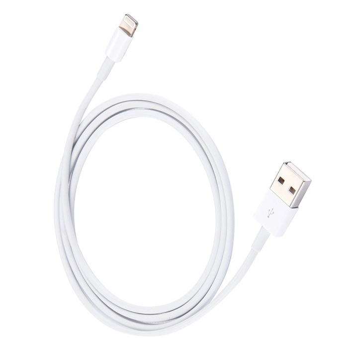 Cablu de date / incarcare compatibil cu iPhone/iOS, Tip Lightning, Incarcare 2.4A, Fast Charging, 3m, Rezistent la indoire si uzura, Alb