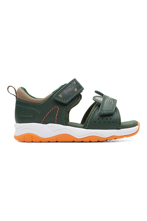 Clarks, Кожени сандали с велкро, Бледозелен