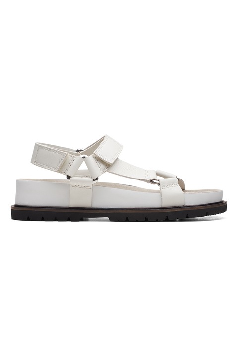 Clarks, Кожени сандали с велкро, Бял