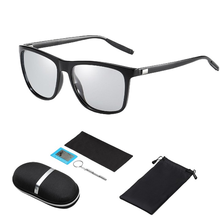 Слънчеви очила за открито за мъже / UV400, Begleri, фотохромни, HD лещи, поляризирани, с калъф против удари, черни